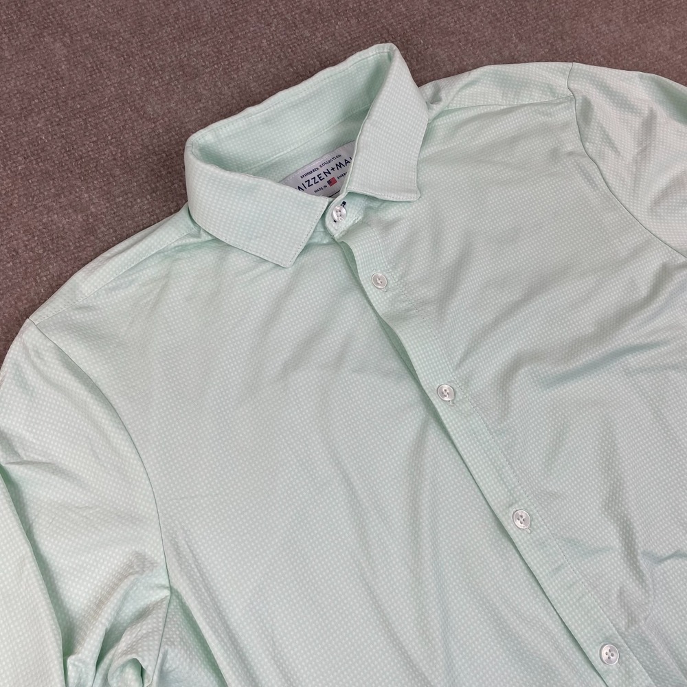 Mizzen+Main Spinnaker Collection Shirt Mens Large Green Gingham Standard Fit